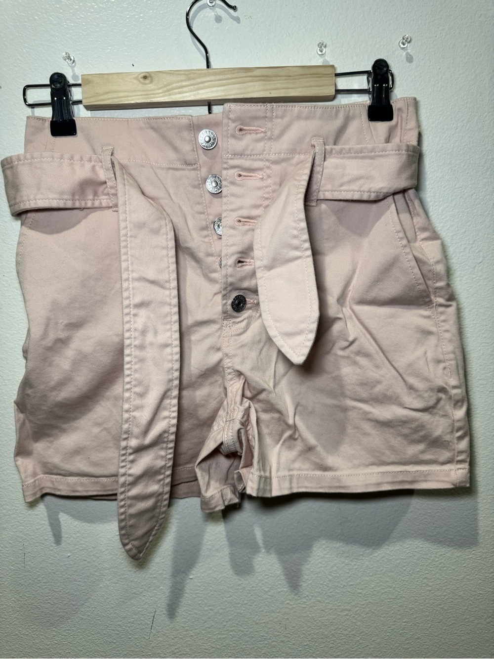 Express Light Pink Utility Trousers with Snap Front